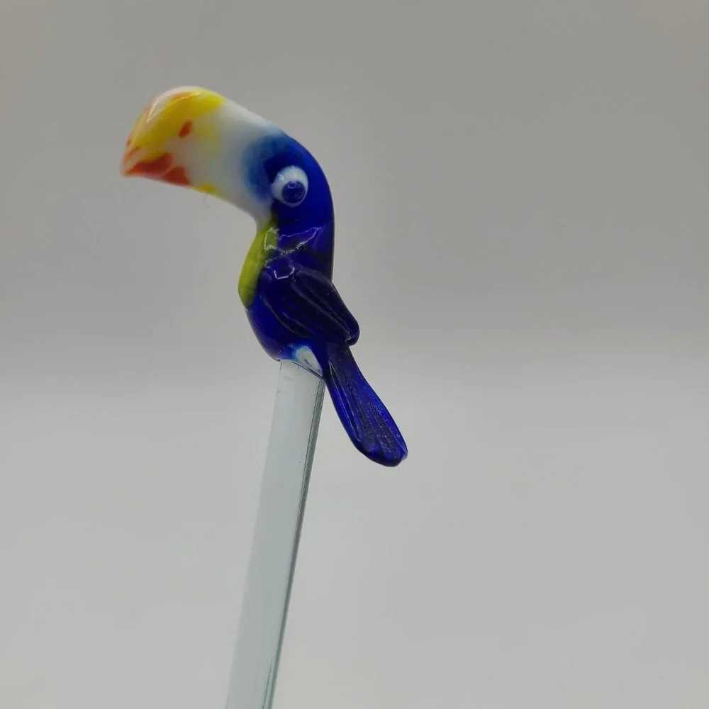 Glass Stir Sticks – Assorted Figurine Tops – Set of 6